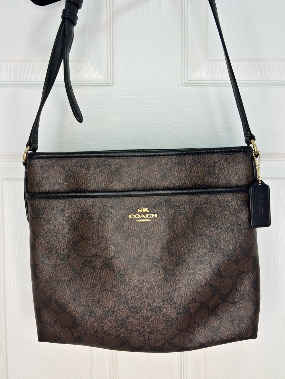 Coach Dark Brown Signature Crossbody Bag